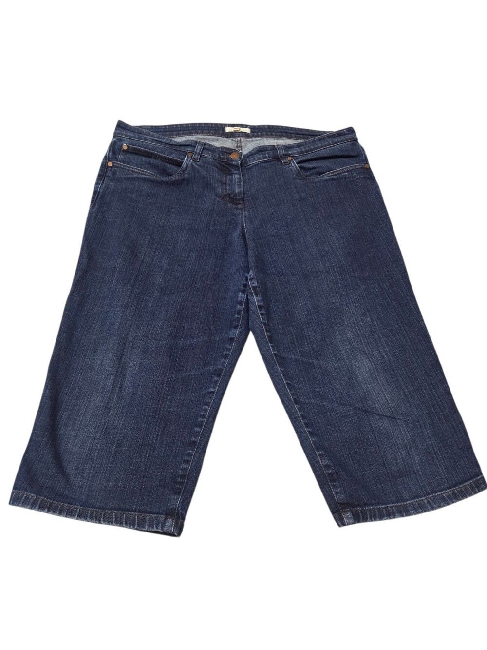 Eileen Fisher Dark Wash Denim Capri Pants Women’s L Stretchy C321